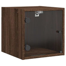 Load image into Gallery viewer, Mobiletto da parete con Anta in Vetro Rovere Marrone 35x37x35 cm
