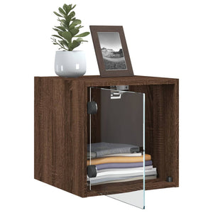 Mobiletto da parete con Anta in Vetro Rovere Marrone 35x37x35 cm
