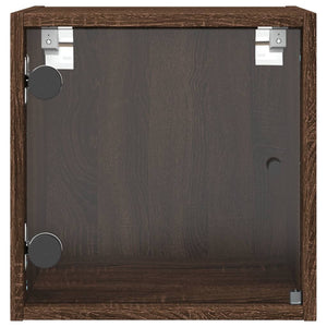 Mobiletto da parete con Anta in Vetro Rovere Marrone 35x37x35 cm