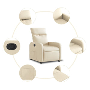 Poltrona Elettrica Reclinabile Crema in Tessuto