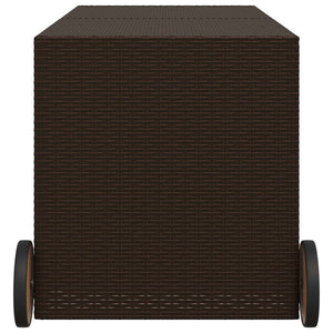 Cassapanca da Giardino con Ruote Marrone 283L in Polyrattan