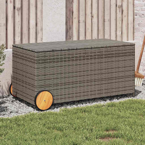 Cassapanca da Giardino con Ruote Grigio 190L in Polyrattan