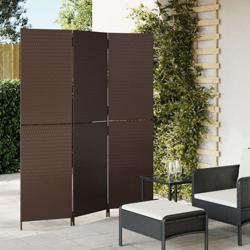 Separè 3 Pannelli Marrone in Polyrattan