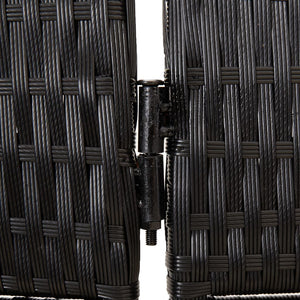 Separè 4 Pannelli Nero in Polyrattan