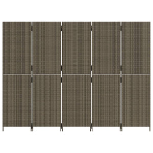 Separè 5 Pannelli Grigio in Polyrattan