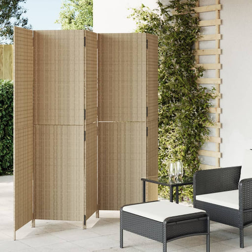 Separè 5 Pannelli Beige in Polyrattan
