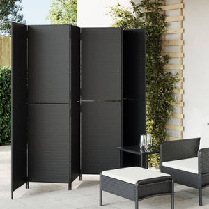 Separè 6 Pannelli Nero in Polyrattan