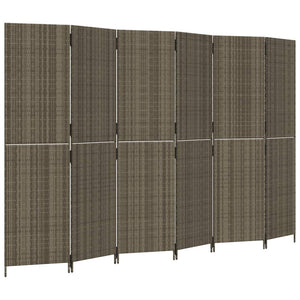 Separè 6 Pannelli Grigio in Polyrattan