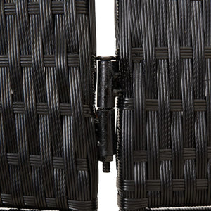 Separè 4 Pannelli Nero in Polyrattan