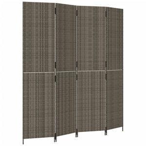 Separè 4 Pannelli Grigio in Polyrattan