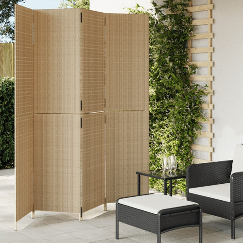 Separè 4 Pannelli Beige in Polyrattan