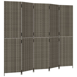 Separè 5 Pannelli Grigio in Polyrattan