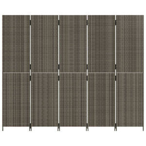 Separè 5 Pannelli Grigio in Polyrattan