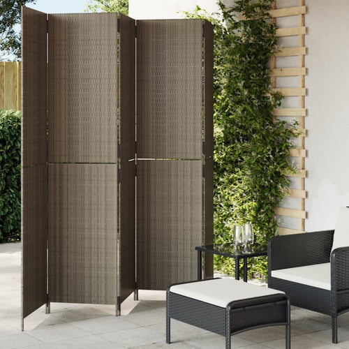 Separè 5 Pannelli Grigio in Polyrattan