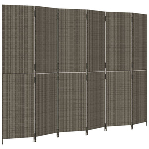 Separè 6 Pannelli Grigio in Polyrattan