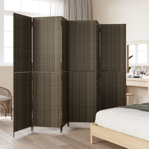 Separè 6 Pannelli Grigio in Polyrattan