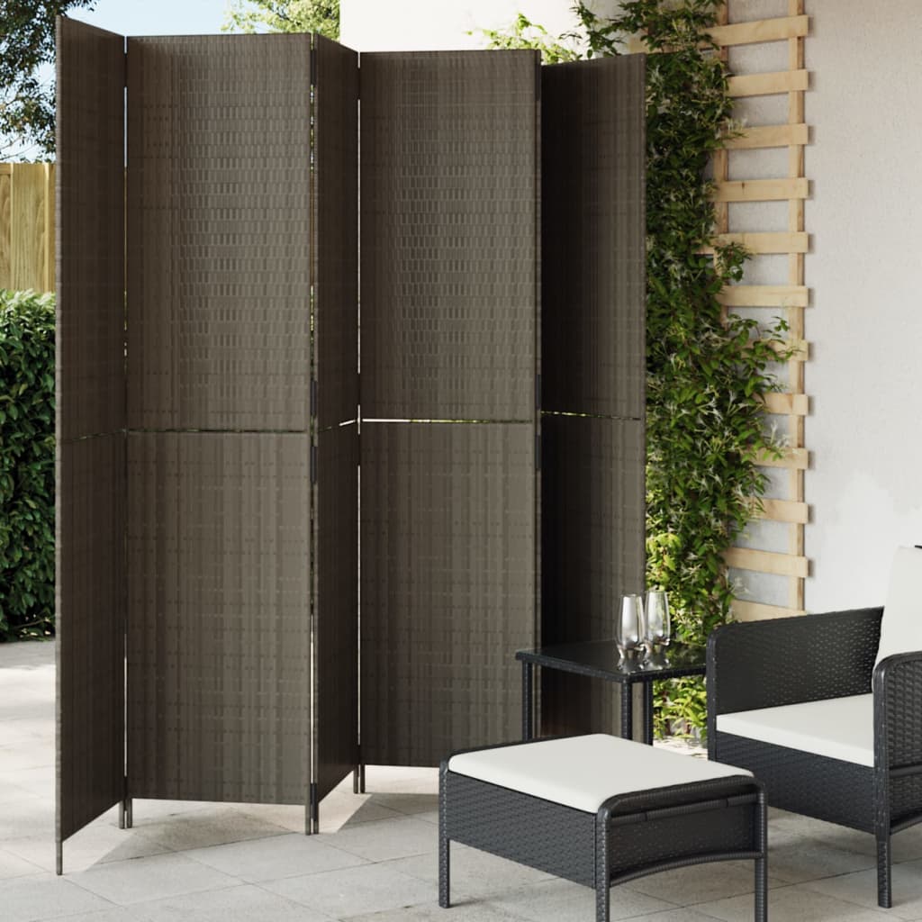 Separè 6 Pannelli Grigio in Polyrattan