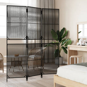 Separè 3 Pannelli Nero in Polyrattan
