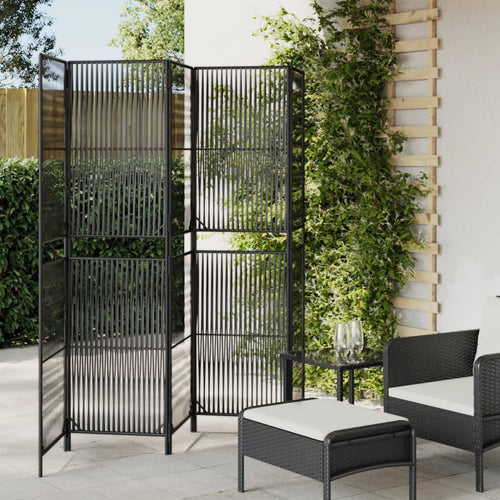 Separè 5 Pannelli Nero in Polyrattan