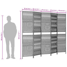 Load image into Gallery viewer, Separè per Ambienti a 5 Pannelli Grigio in Polyrattan