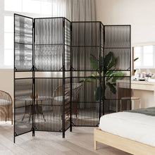 Load image into Gallery viewer, Separè per Ambienti a 6 Pannelli Nero in Polyrattan