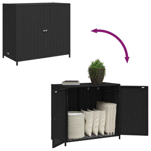 Armadietto Portaoggetti da Giardino Nero 83x45x76 cm in Polyrattan