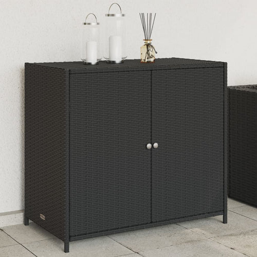 Armadietto Portaoggetti da Giardino Nero 83x45x76 cm in Polyrattan