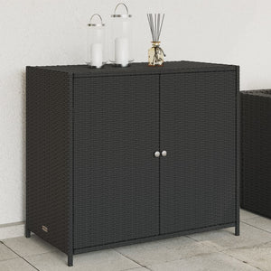 Armadietto Portaoggetti da Giardino Nero 83x45x76 cm in Polyrattan