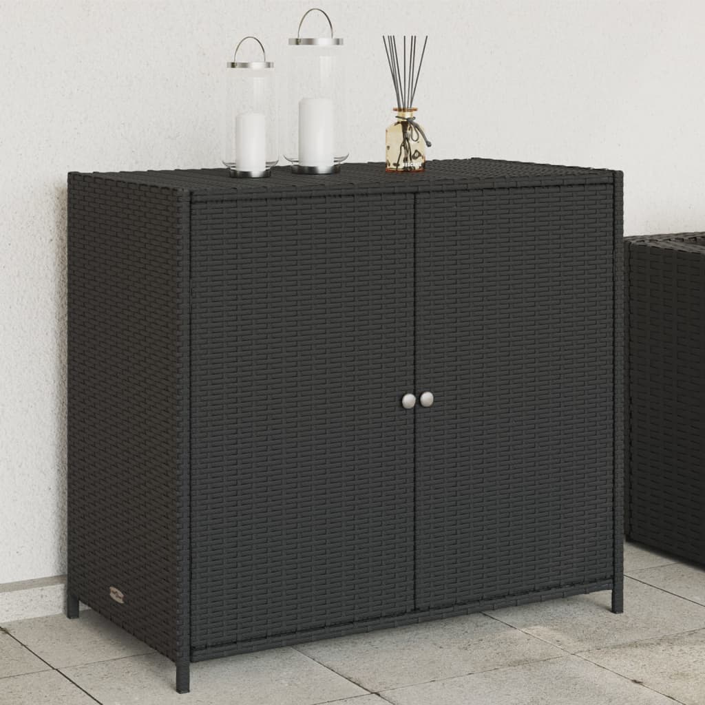 Armadietto Portaoggetti da Giardino Nero 83x45x76 cm in Polyrattan