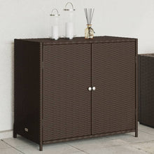 Carica l&#39;immagine nel visualizzatore di Gallery, Armadietto Portaoggetti da Giardino Marrone 83x45x76 cm in Polyrattan