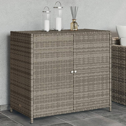 Armadietto Portaoggetti da Giardino Grigio 83x45x76 cm in Polyrattan