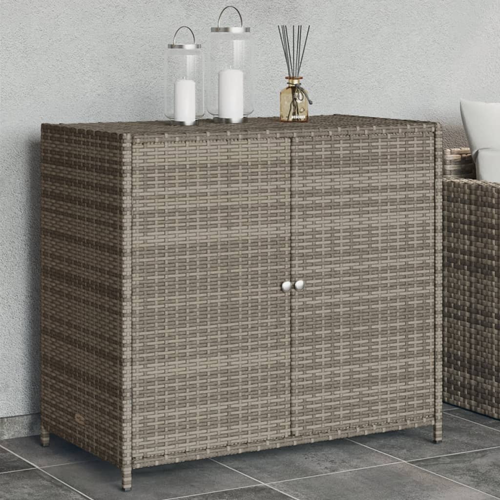 Armadietto Portaoggetti da Giardino Grigio 83x45x76 cm in Polyrattan