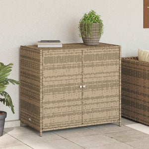 Armadietto Portaoggetti da Giardino Beige 83x45x76 cm in Polyrattan