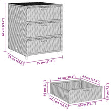 Indlæs billede til gallerivisning Mobiletto Cassettiera da Giardino Marrone 55x59x69cm in Polyrattan