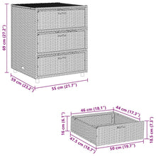 Indlæs billede til gallerivisning Mobiletto Cassettiera da Giardino Grigio 55x59x69cm in Polyrattan