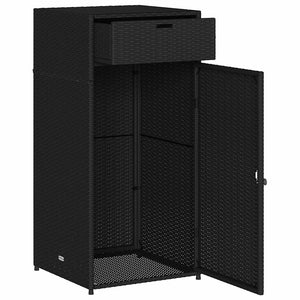 Armadietto Portaoggetti da Giardino Nero 55x55x111cm in Polyrattan