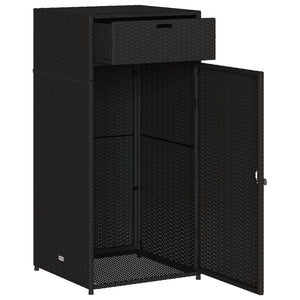 Armadietto Portaoggetti da Giardino Nero 55x55x111cm in Polyrattan