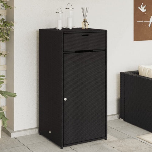 Armadietto Portaoggetti da Giardino Nero 55x55x111cm in Polyrattan
