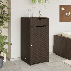 Armadietto Portaoggetti da Giardino Marrone 55x55x111cm in Polyrattan