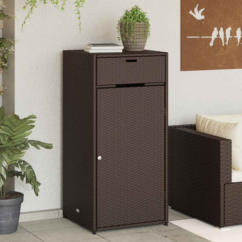 Armadietto Portaoggetti da Giardino Marrone 55x55x111cm in Polyrattan