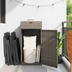 Armadietto Portaoggetti da Giardino Grigio 55x55x111cm in Polyrattan