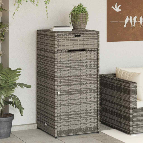 Armadietto Portaoggetti da Giardino Grigio 55x55x111cm in Polyrattan
