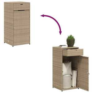 Armadietto Portaoggetti da Giardino Beige 55x55x111cm in Polyrattan