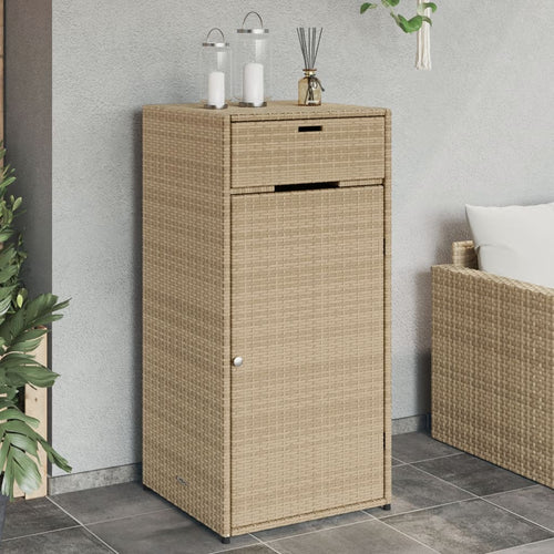 Armadietto Portaoggetti da Giardino Beige 55x55x111cm in Polyrattan