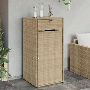 Armadietto Portaoggetti da Giardino Beige 55x55x111cm in Polyrattan