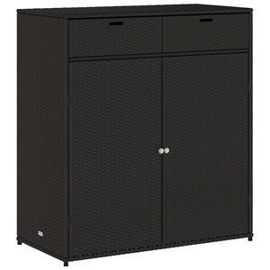 Armadietto Portaoggetti da Giardino Nero 105x55x113cm in Polyrattan