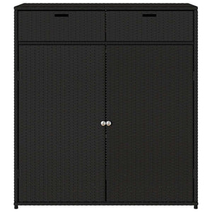 Armadietto Portaoggetti da Giardino Nero 105x55x113cm in Polyrattan