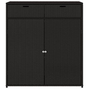Armadietto Portaoggetti da Giardino Nero 105x55x113cm in Polyrattan