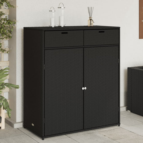 Armadietto Portaoggetti da Giardino Nero 105x55x113cm in Polyrattan
