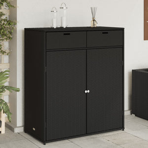 Armadietto Portaoggetti da Giardino Nero 105x55x113cm in Polyrattan